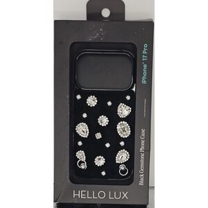 HELLO LUX Black Jewelled Luxury Gemstone Hard Case for iPhone 14 Pro Max